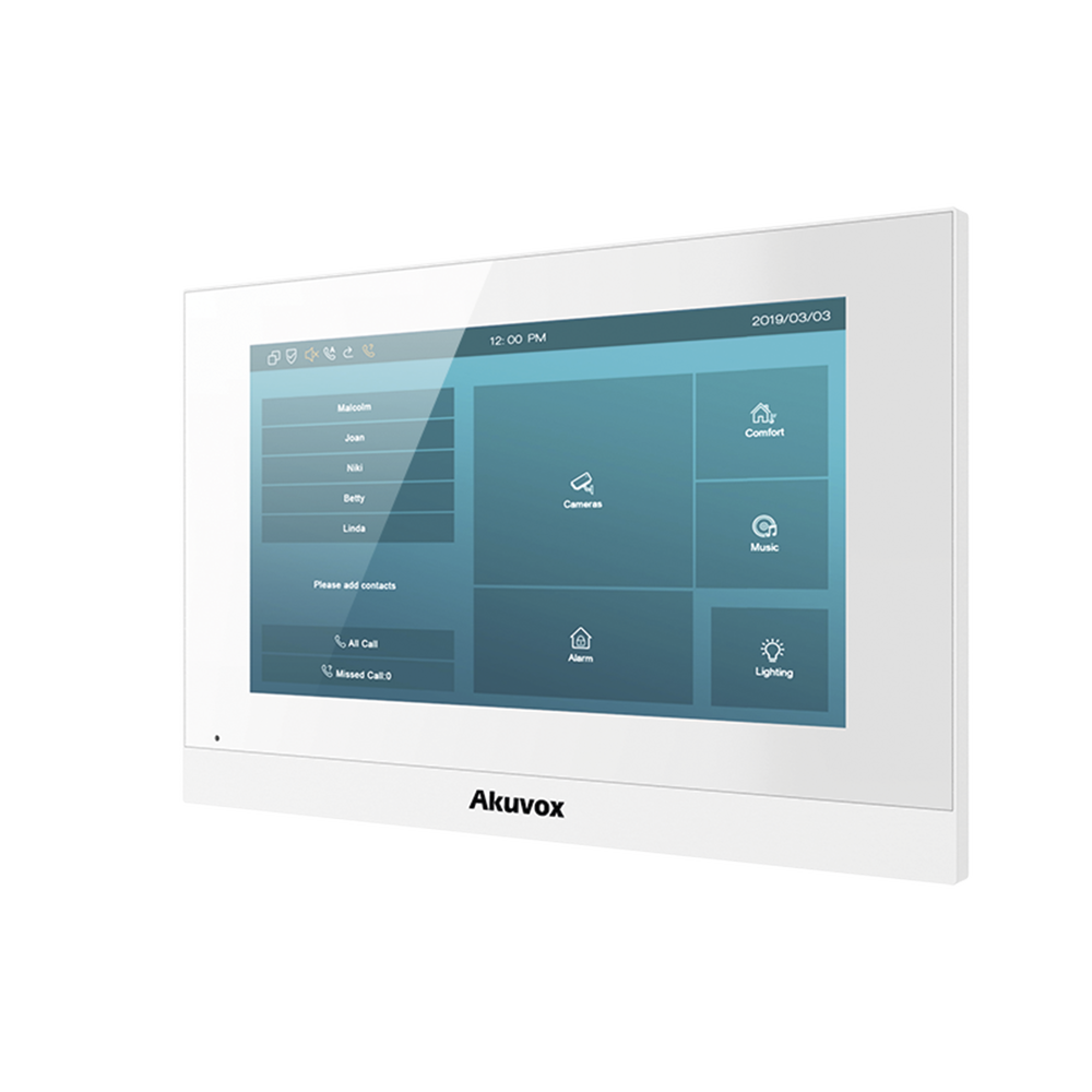 Indoor Monitor IP / Wifi / PoE / 7" Touch Screen / 8 Alarm Inputs for Wired Sensors / Compatible with Akuvox IP Video Intercoms