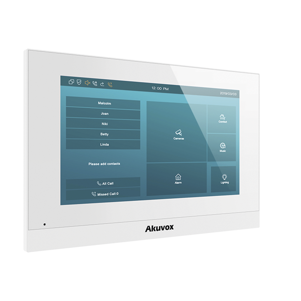 Indoor Monitor IP / Wifi / PoE / 7" Touch Screen / 8 Alarm Inputs for Wired Sensors / Compatible with Akuvox IP Video Intercoms