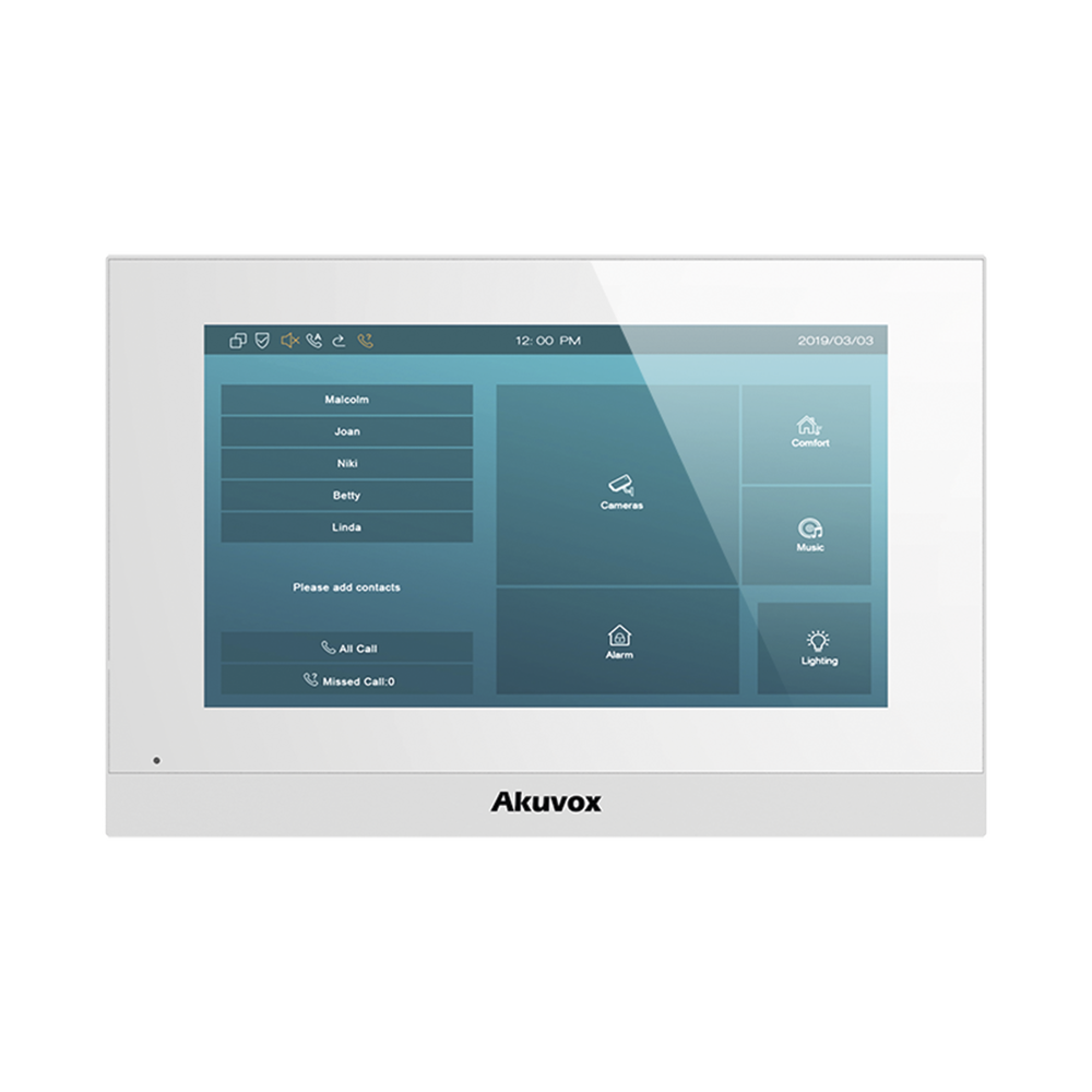 Indoor Monitor IP / Wifi / PoE / 7" Touch Screen / 8 Alarm Inputs for Wired Sensors / Compatible with Akuvox IP Video Intercoms