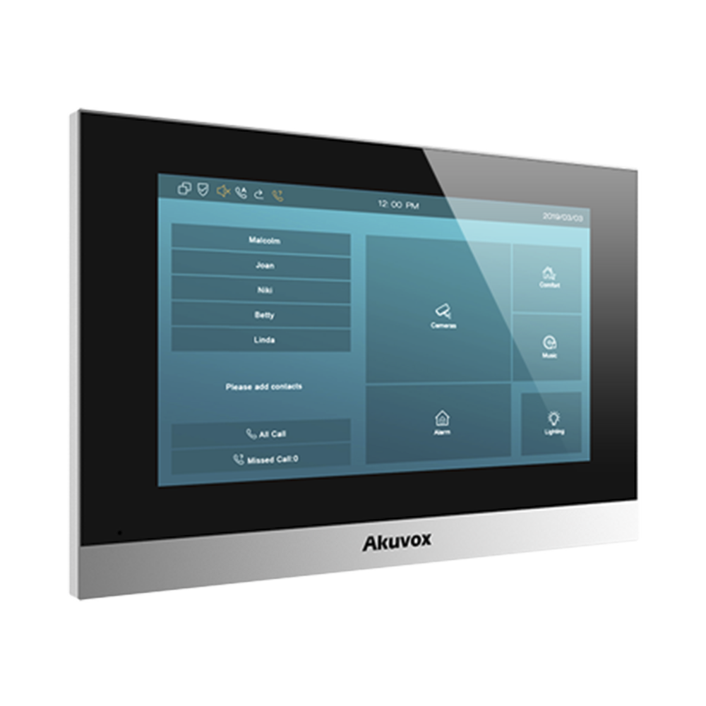 Android IP Indoor Monitor / Wifi / PoE / 7" Touch Screen / 8 Alarm Inputs for Wired Sensors / Compatible with Akuvox IP Video Intercoms