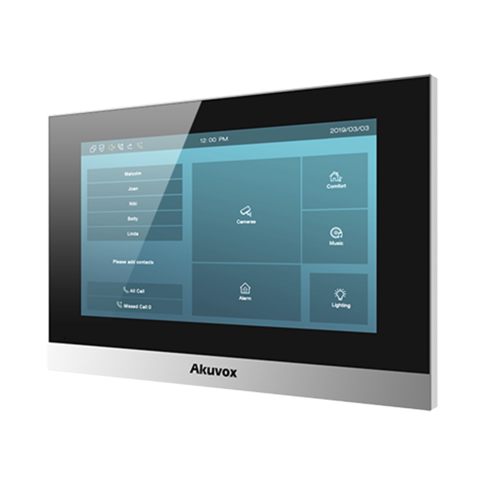 Android IP Indoor Monitor / Wifi / PoE / 7" Touch Screen / 8 Alarm Inputs for Wired Sensors / Compatible with Akuvox IP Video Intercoms