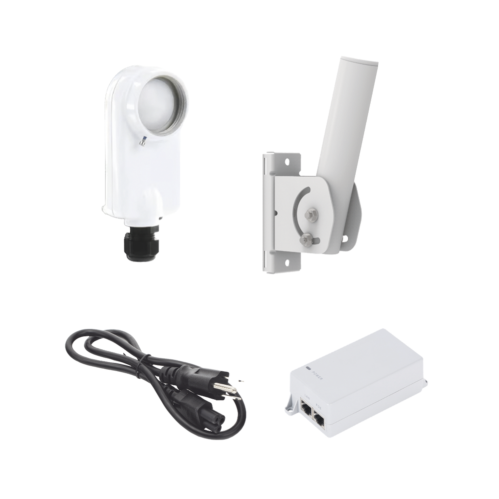 Kit de radios C5X, rango de frecuencia extendida (4.9 a 6.4 GHz), incluye inyector POE, cable de alimentación y montaje universal para tubo o poste