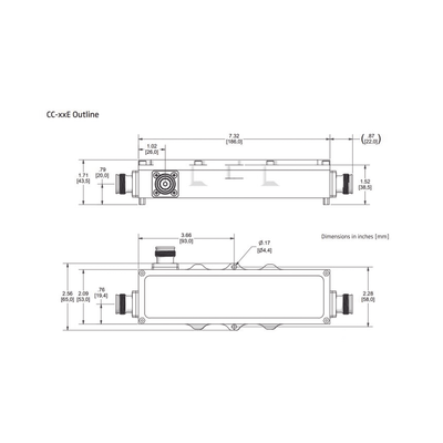 Acoplador direccional 6dB 575-2700MHz 300W - 161 dBc 4.3 - 10 IP67