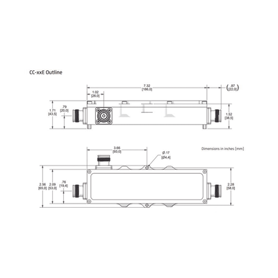 Acoplador direccional 7dB 575-2700MHz 300W - 161 dBc 4.3 - 10 IP67