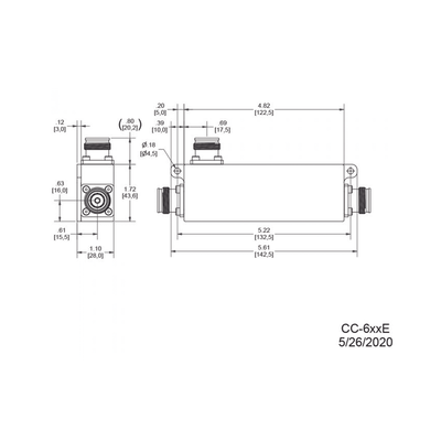 Acoplador direccional 15dB 617-5925MHz 300W-161dBc 4.3-10 IP67