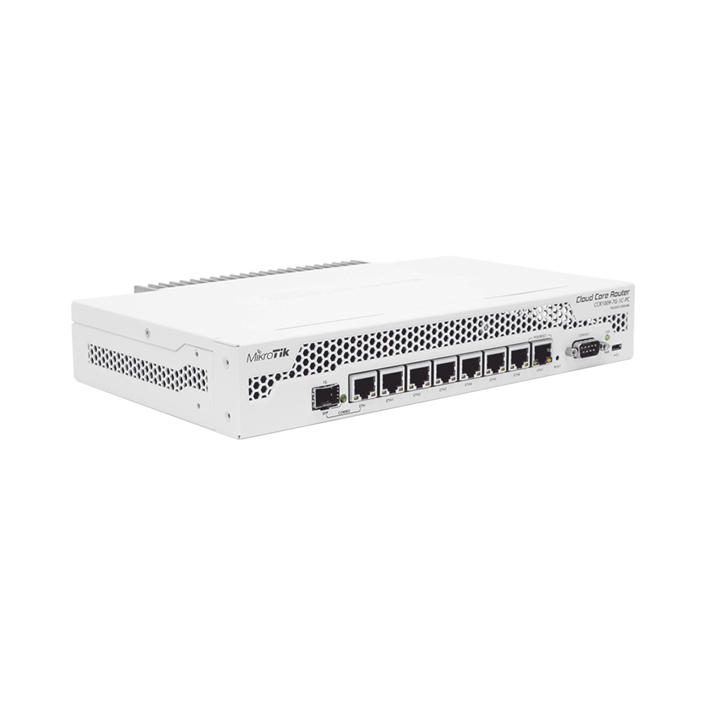 Cloud Core Router, 9-Core CPU, 7 Gigabit Ethernet Ports, 1 TP/SFP Combo, 1 GB Memory, Passive Cooling