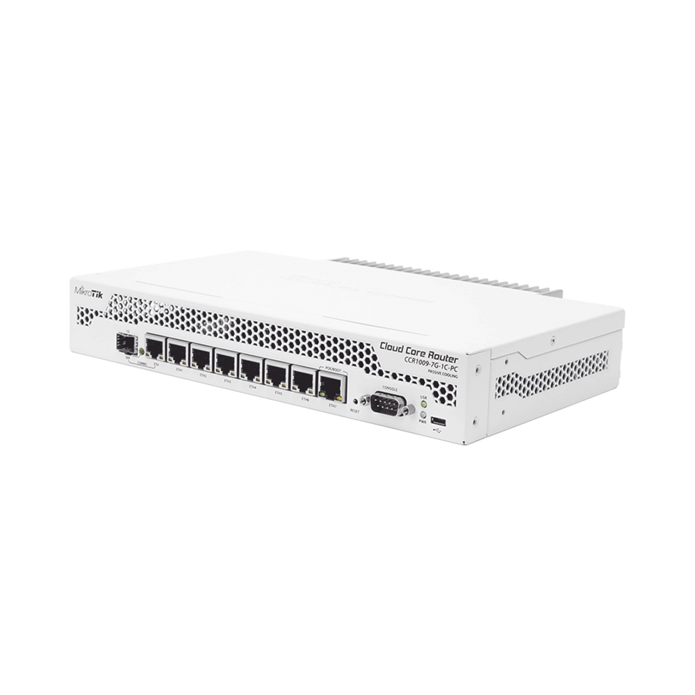 Cloud Core Router, 9-Core CPU, 7 Gigabit Ethernet Ports, 1 TP/SFP Combo, 1 GB Memory, Passive Cooling