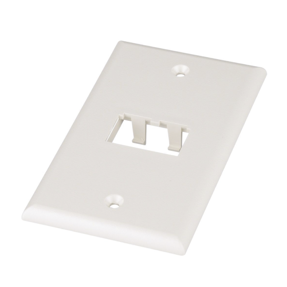 Classic Vertical Wall Plate, 2-Port Mini-Com Outlet, Matte White