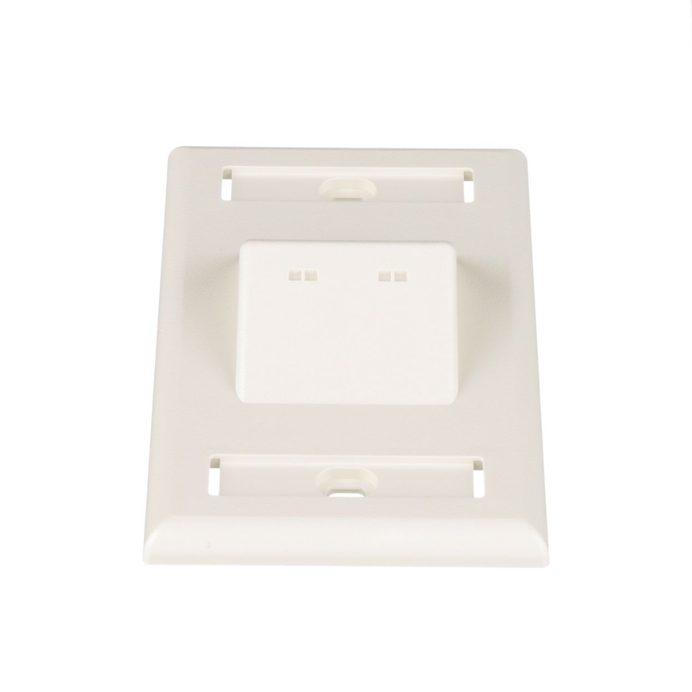 Classic Vertical Wall Plate, 2-Port Slanted Mini-Com Outlet, with Label Spaces, Matte White