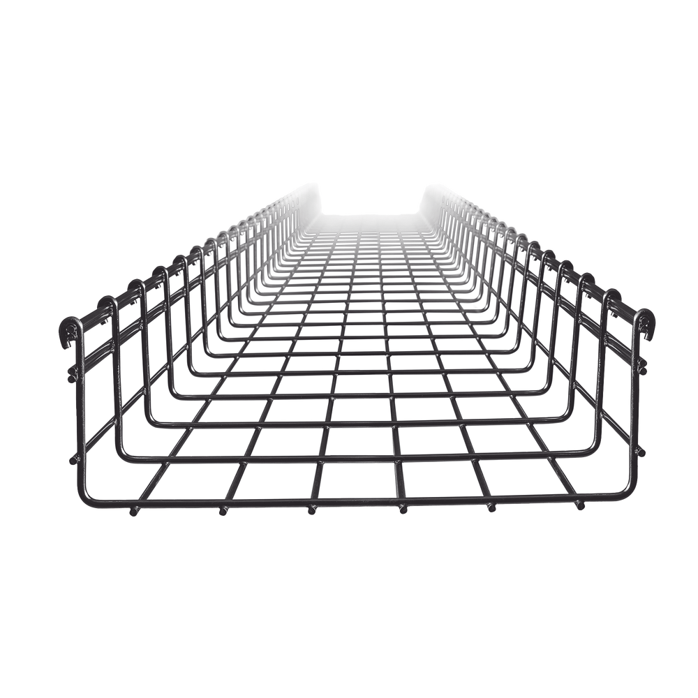 Charola tipo malla 105/300 mm, con acabado Electro Zinc, hasta 501 cables Cat6, tramo 3 m