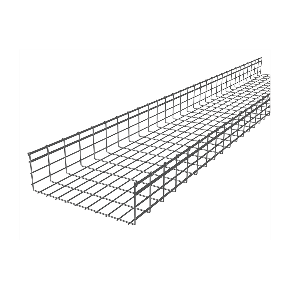 Charola tipo malla 166/500 mm, con acabado Electro Zinc, hasta 1321 cables Cat6, tramo 3 m