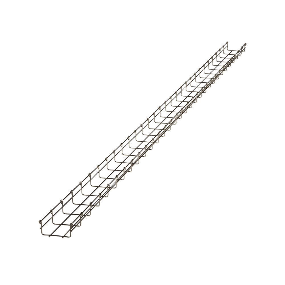 Charola tipo malla 54/100 mm, con acabado Acero Inoxidable 304L, hasta 86 cables Cat6, tramo 3 m