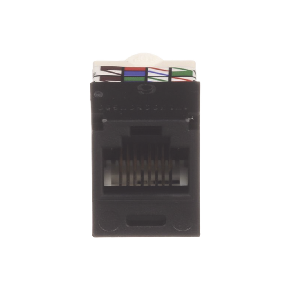 RJ45 Jack Connector TP Style, Mini-Com, Category 6, 8 Positions and 8 Wires, Black Color