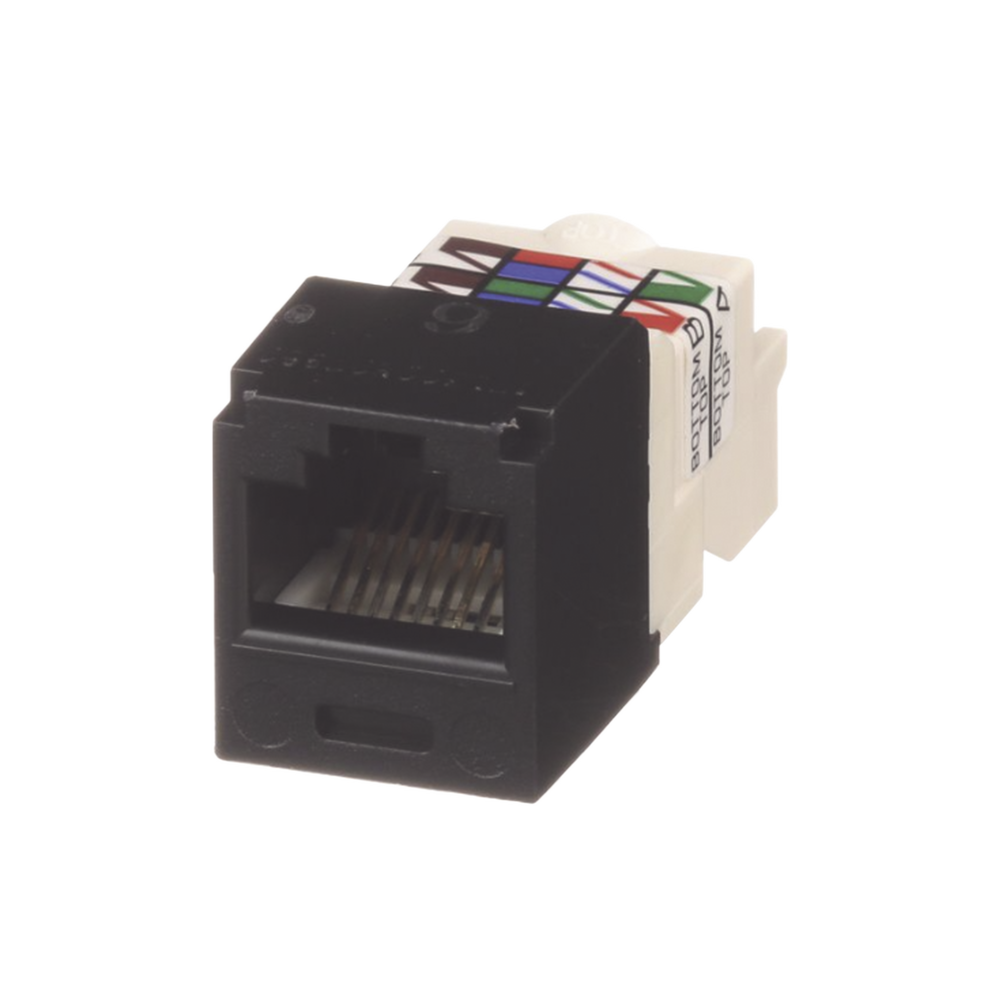 Conector Jack RJ45 Estilo TP, Mini-Com, Categoría 6, de 8 posiciones y 8 cables, Color Negro