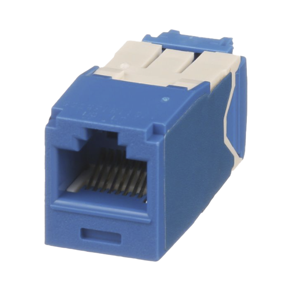 RJ45 Jack Connector TG Style, Mini-Com, Category 6A, 8 Positions and 8 Wires, Blue Color