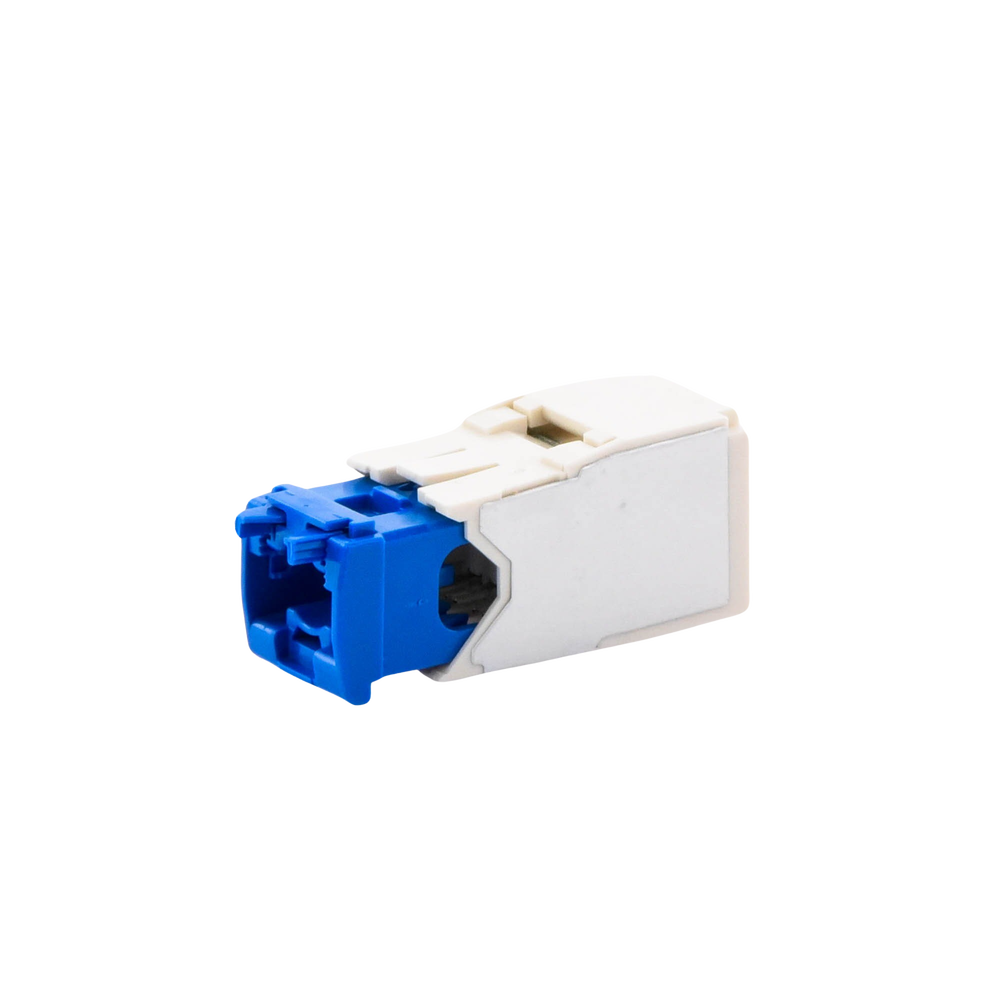 RJ45 Jack Connector TG Style, Mini-Com, Category 6A, 8 Positions and 8 Wires, Matte White Color