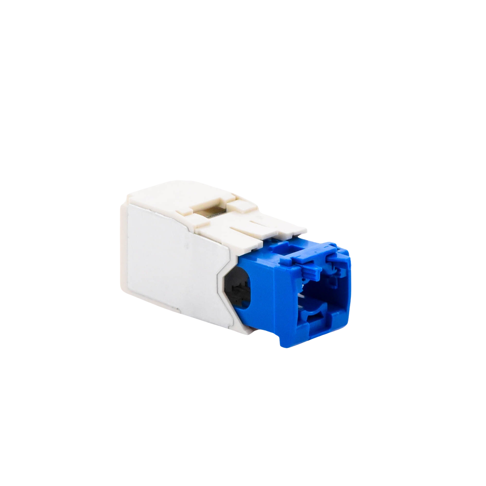 RJ45 Jack Connector TG Style, Mini-Com, Category 6A, 8 Positions and 8 Wires, Matte White Color