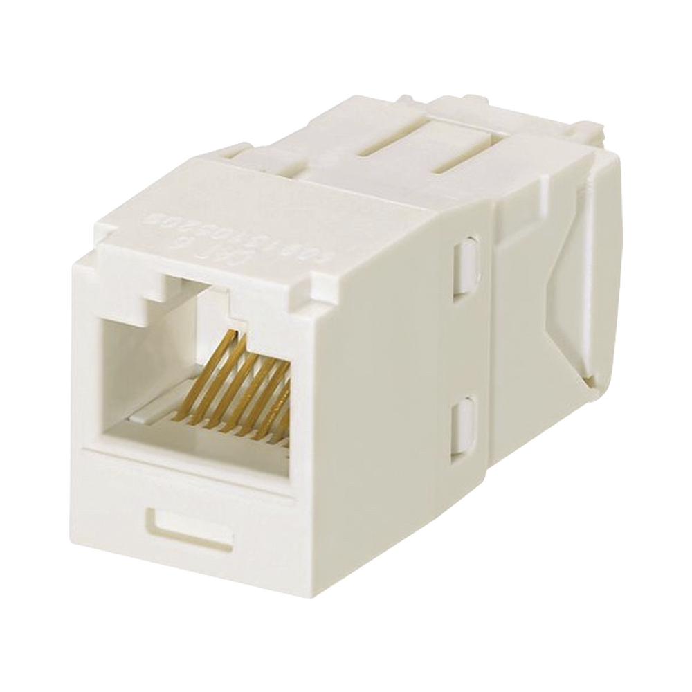 Conector Jack RJ45 Estilo TG, Mini-Com, Categoría 6A, de 8 posiciones y 8 cables, Color Blanco Mate