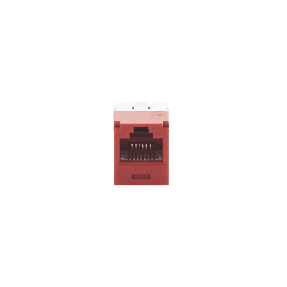RJ45 Jack Connector TG Style, Mini-Com, Category 6A, 8 Positions and 8 Wires, Red Color