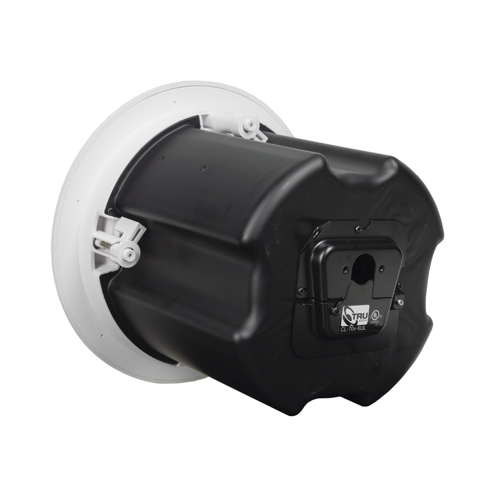 2-way commercial speaker, 70V/100V/8 Ohms, in-ceiling, 6.5" polypropylene woofer, 3/4" PEI tweeter, 5-60 Watts, UL