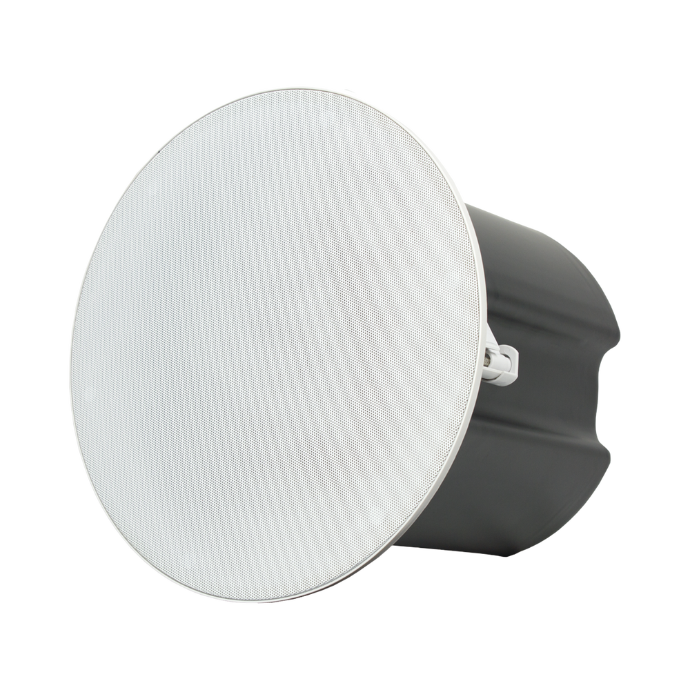 2-way commercial speaker, 70V/100V/8 Ohms, in-ceiling, 6.5" polypropylene woofer, 3/4" PEI tweeter, 5-60 Watts, UL