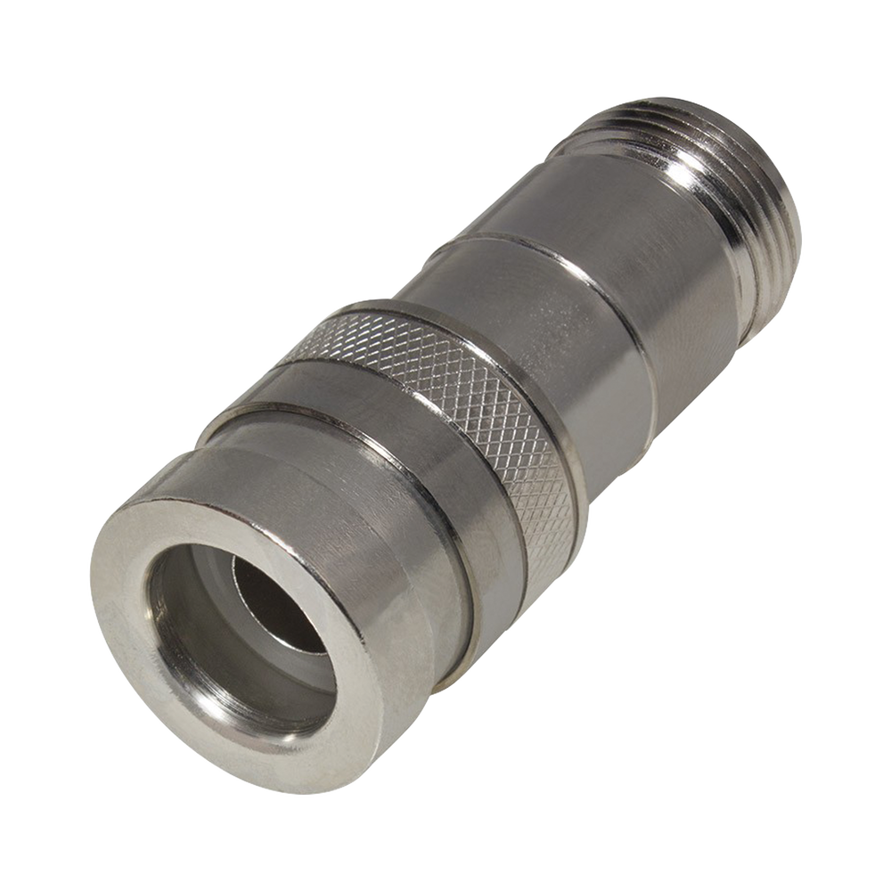 Conector N Hembra de Compresión, en Línea para LMR-400, CNT-400, RG-8/U, Plata/ Oro/ Teflón.
