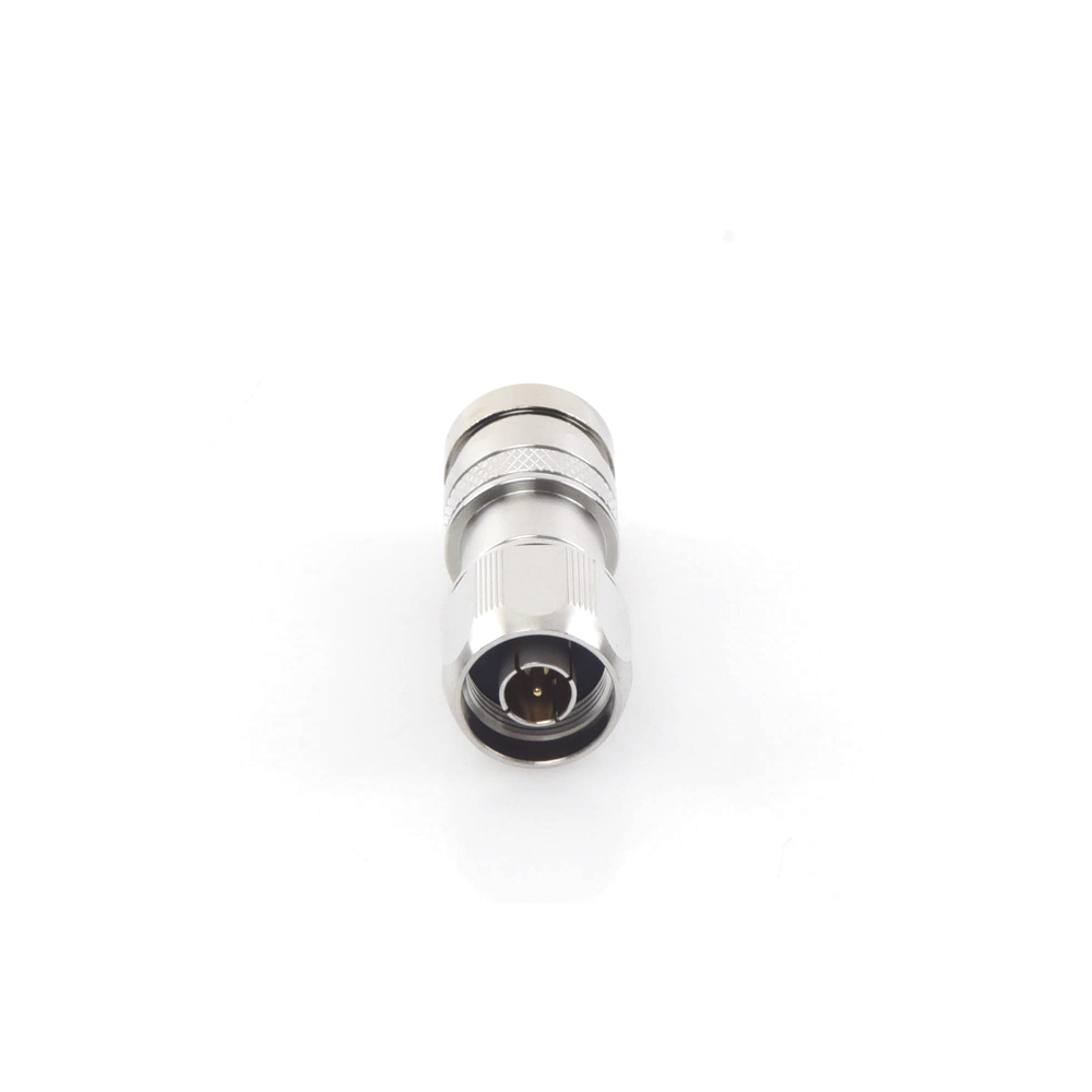 N Male Compression Connector, in-line for LMR-400, CNT-400, RG-8/U, RF-400, Silver/Gold/Teflon.
