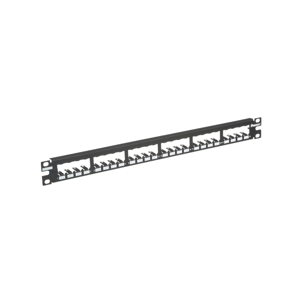 Mini-Com Modular Patch Panel (No Connectors), Flat, Fully Shielded, 24 Ports, 1RU