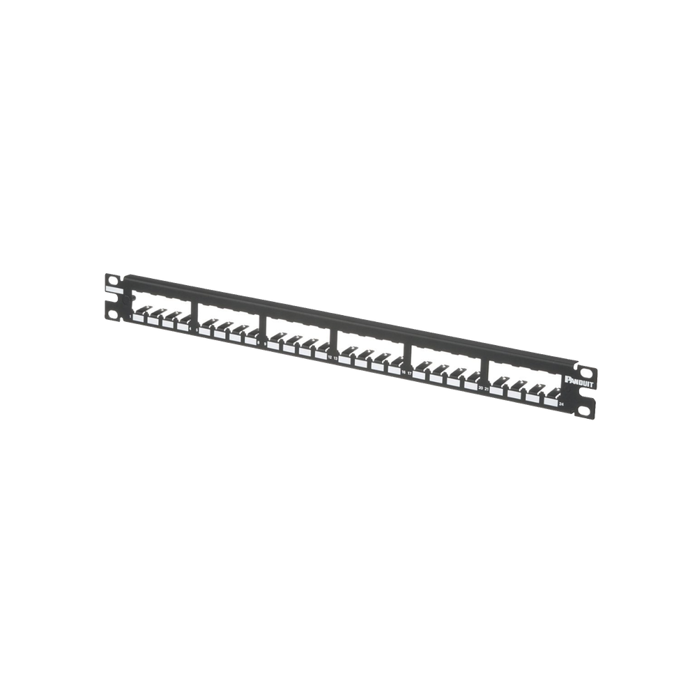 Mini-Com Modular Patch Panel (No Connectors), Flat, Fully Shielded, 24 Ports, 1RU