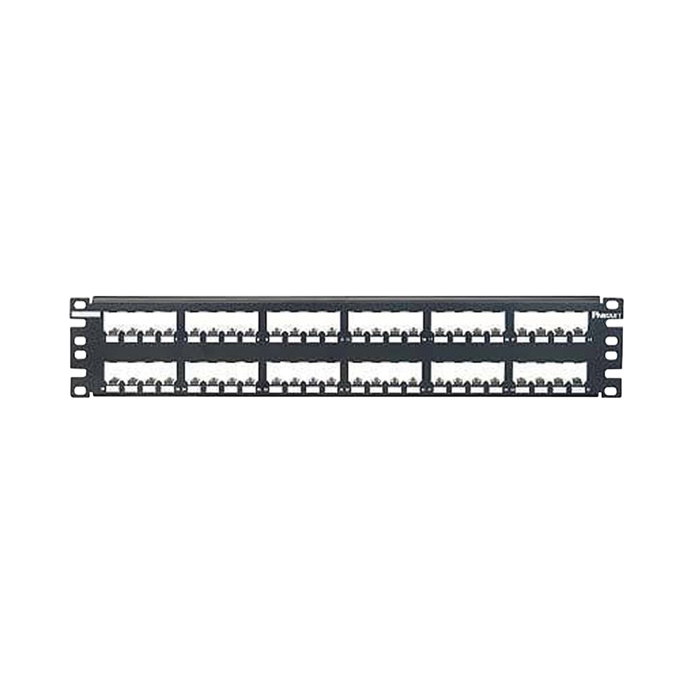 Panel de Parcheo Modular Mini-Com (Sin Conectores), Plano, Totalmente Blindado, de 48 puertos, 2UR