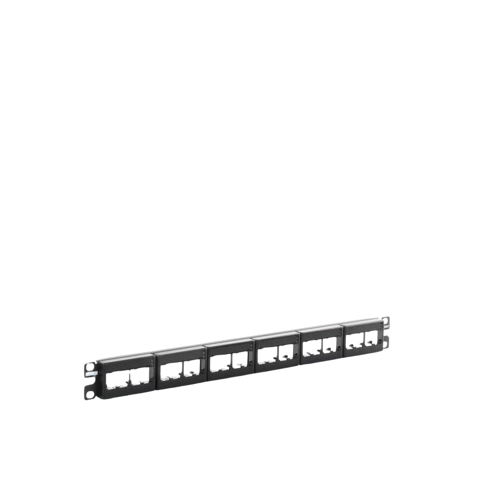 Mini-Com Modular Patch Panel (No Connectors), Flat, Unshielded, With Label and Cover, 24 Ports, 1RU