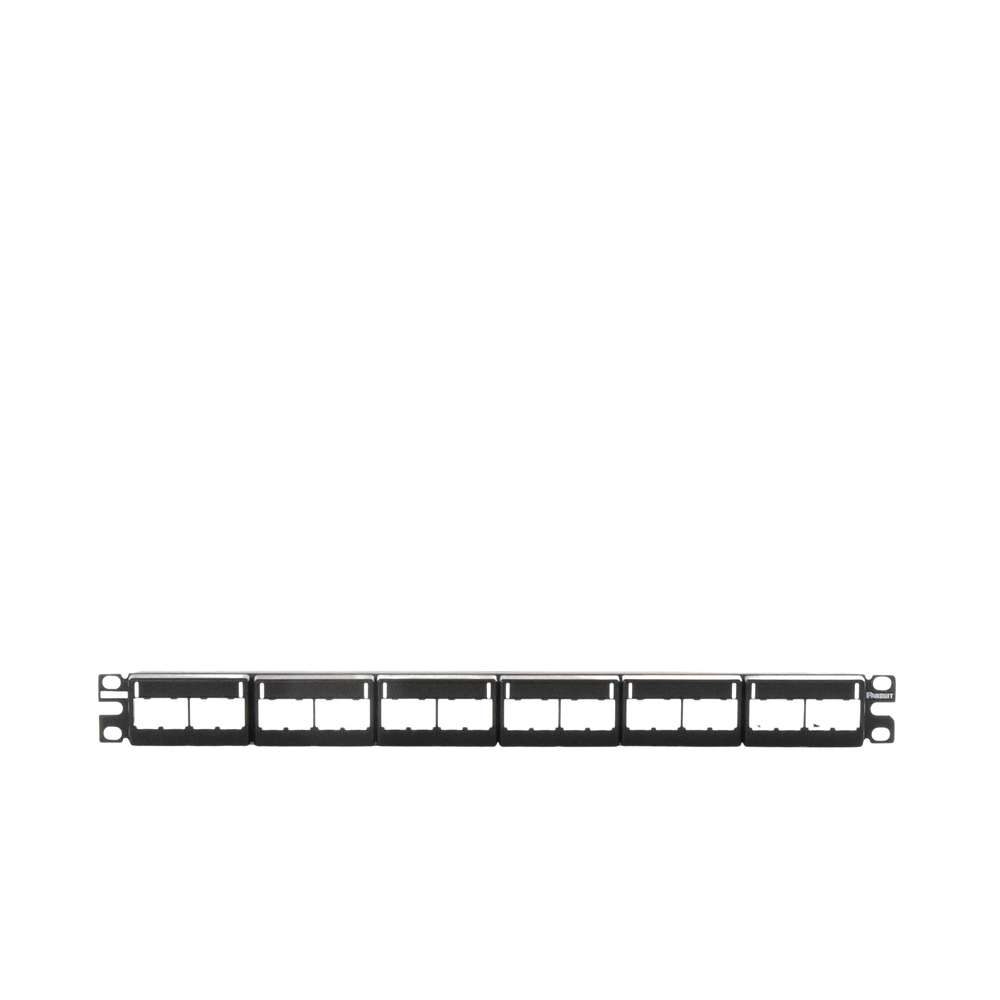Mini-Com Modular Patch Panel (No Connectors), Flat, Unshielded, With Label and Cover, 24 Ports, 1RU