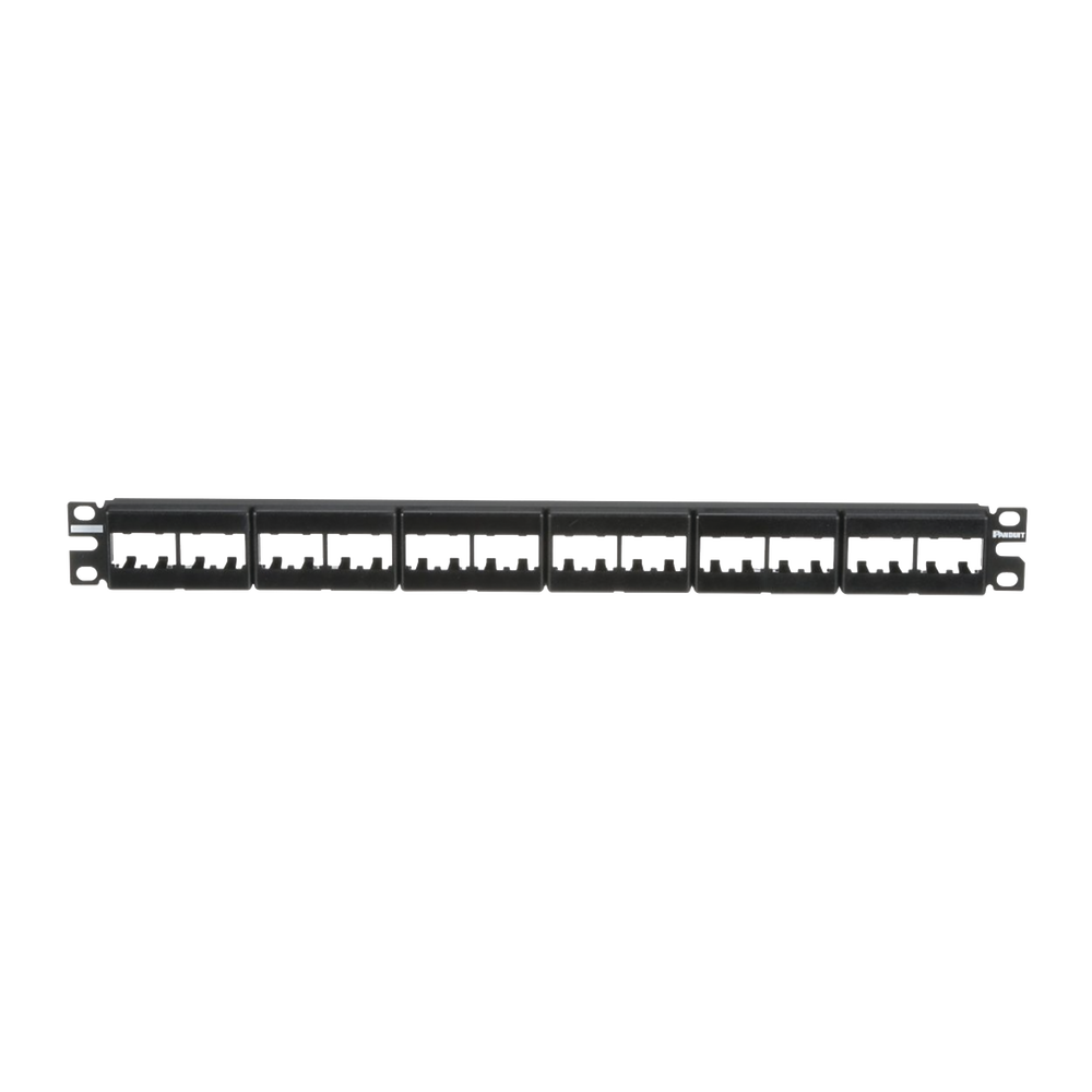 Panel de Parcheo Modular Mini-Com (Sin Conectores), Plano, Sin Blindaje, Con Etiqueta y Cubierta, de 24 puertos, 1UR
