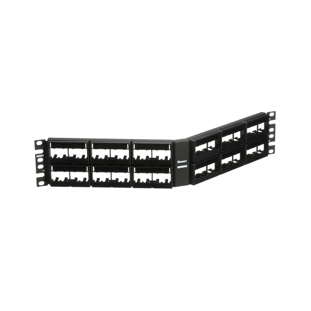 Mini-Com Modular Patch Panel (No Connectors), Angled, Unshielded, With Label and Cover, 48 Ports, 2RU