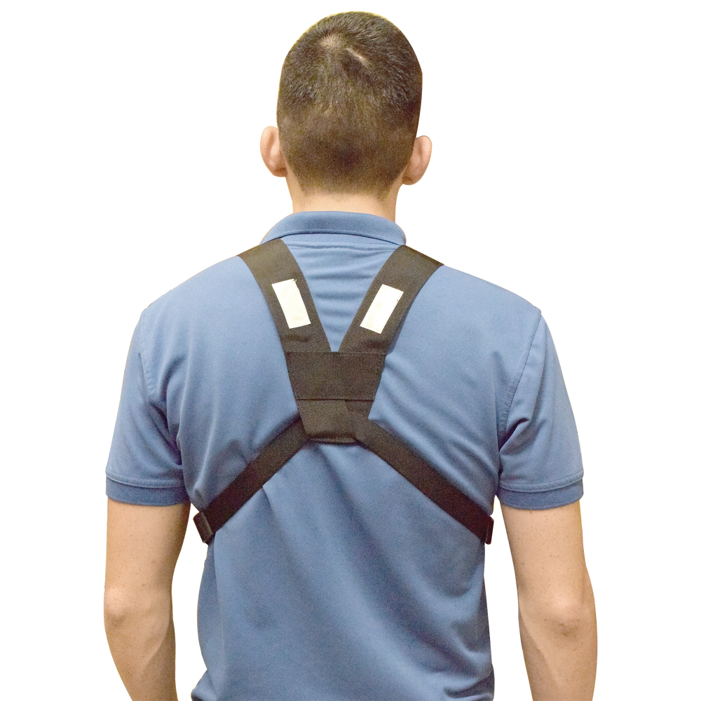 Universal chest pack with radio holder, pen loop, and tape-on pouch security. TX-PRO logo.