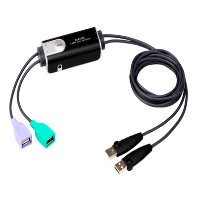 Switch KM (Teclado y Mouse) formato cable USB de 2 puertos