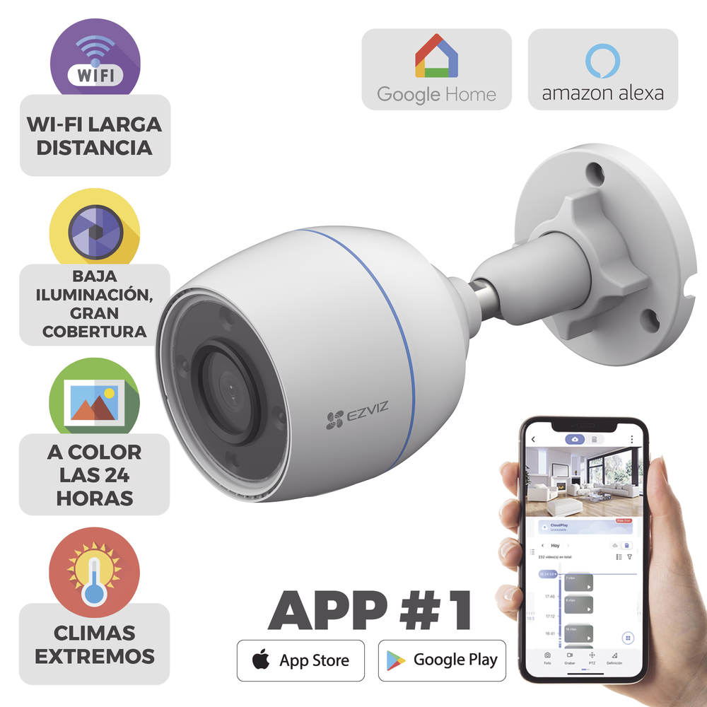 Bala WiFi / 3 Megapixel / Detección humana / Micrófono Integrado / Micro SD / Excelente Vision Nocturna B/N IR 30 Metros / Exterior