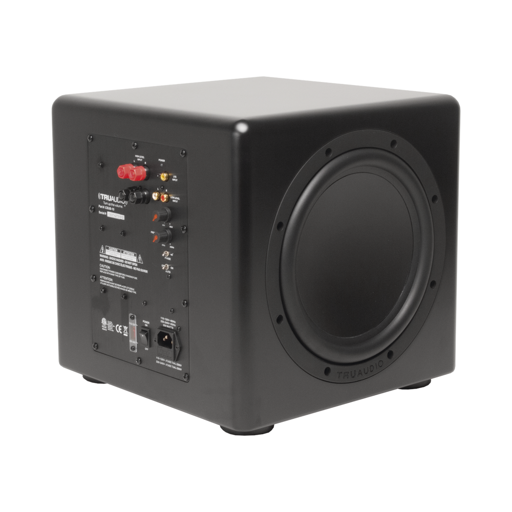 Compact subwoofer with 12-inch speaker and 2 passive radiators, 350W internal amplifier