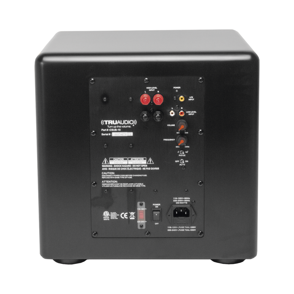 Compact subwoofer with 12-inch speaker and 2 passive radiators, 350W internal amplifier