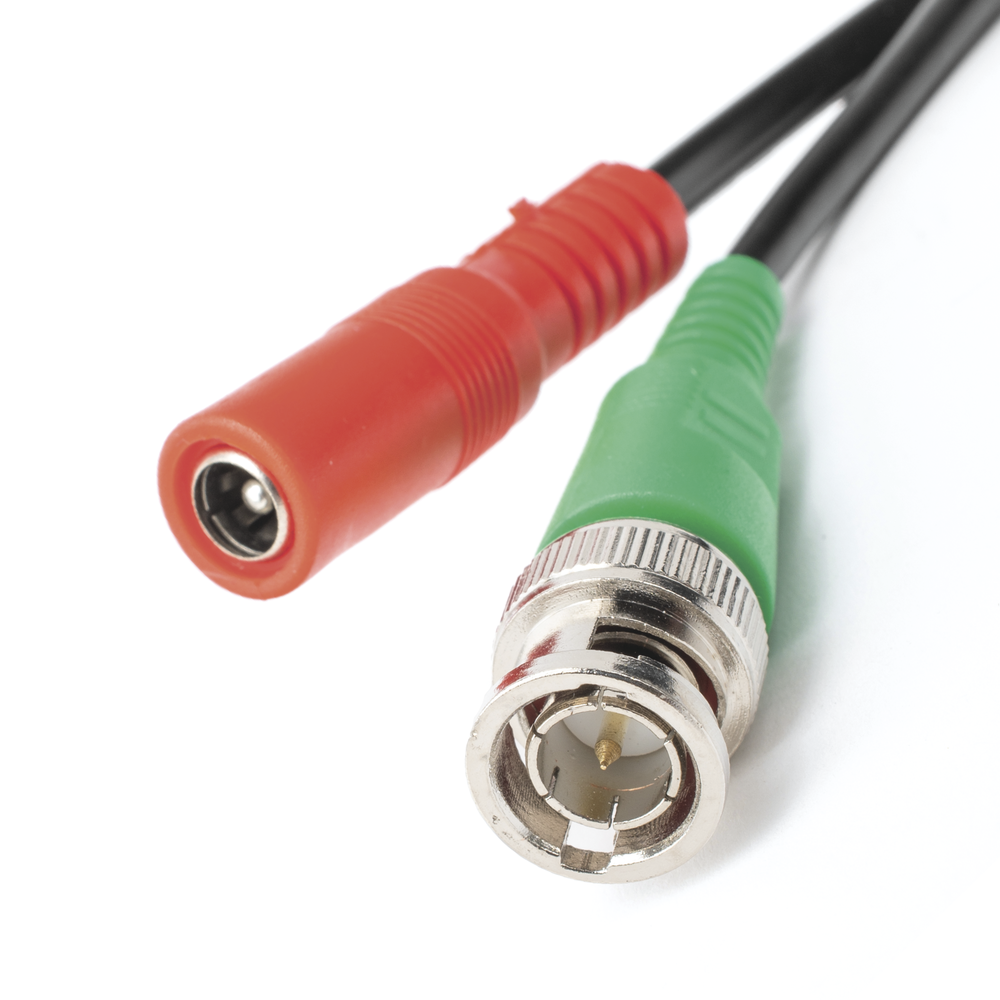 20 Meter Armored Coaxial Cable for Video and Power / Optimized for 4K Cameras / BNC Connector (Video) and Power PLUG (Siamese) / Indoor Use / 100% High Purity Copper Video Cable.