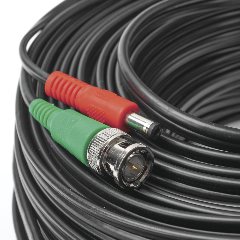Armed Coaxial Cable with BNC Connector (Video) and Power / Length of 30 meters / Optimized for 4K Cameras / Indoor Use.