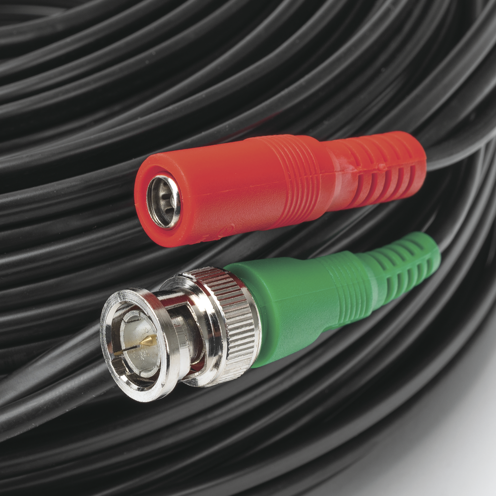 Armed Coaxial Cable with BNC Connector (Video) and Power / Length of 30 meters / Optimized for 4K Cameras / Indoor Use.