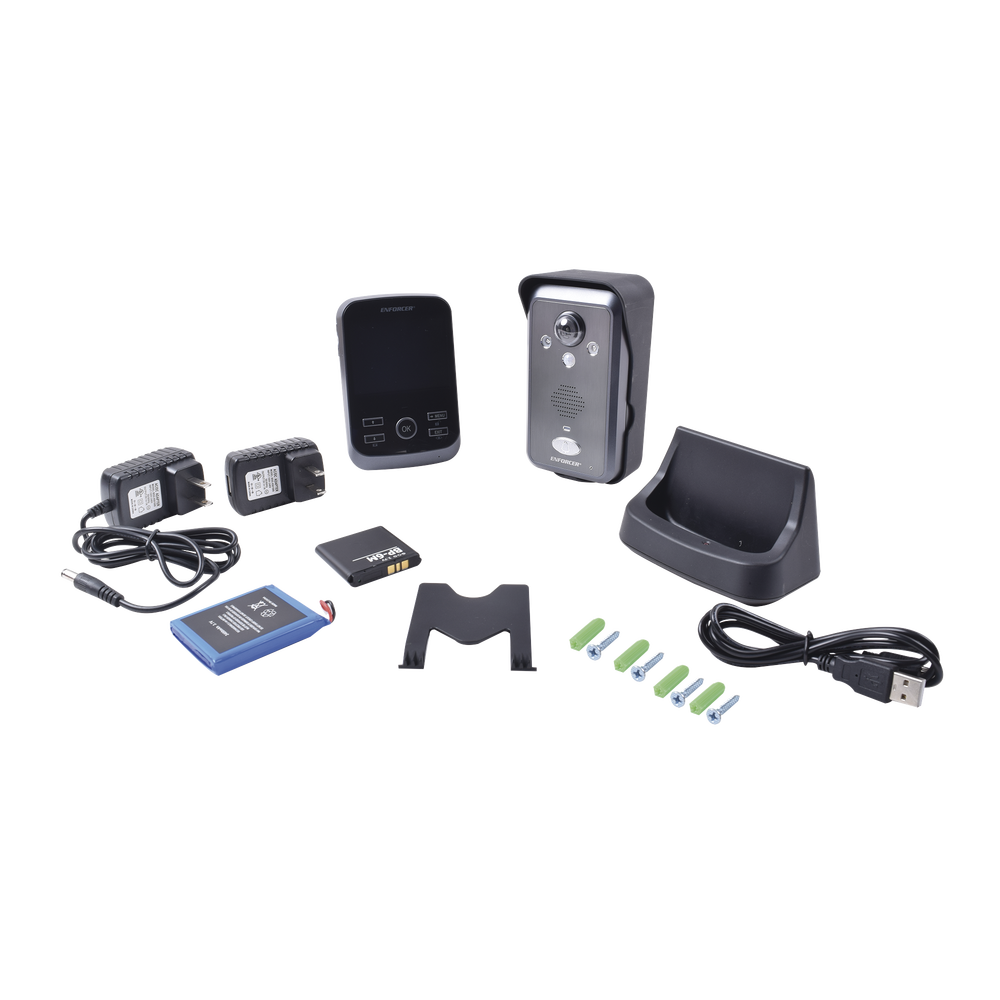 Kit de TV Portero inalámbrico expandible a 3 monitores y 2 frentes de calle/ cámara con ángulo de visión de 170 grados/ sensor PIR/ iluminación IR/ batería recargable / Intercomunicación entre monitores