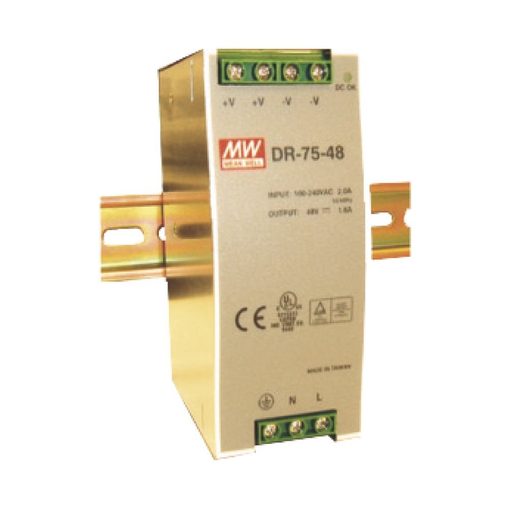 Fuente de poder 48Vcd, 75W, 1.6A, industrial conmutada montaje en din riel