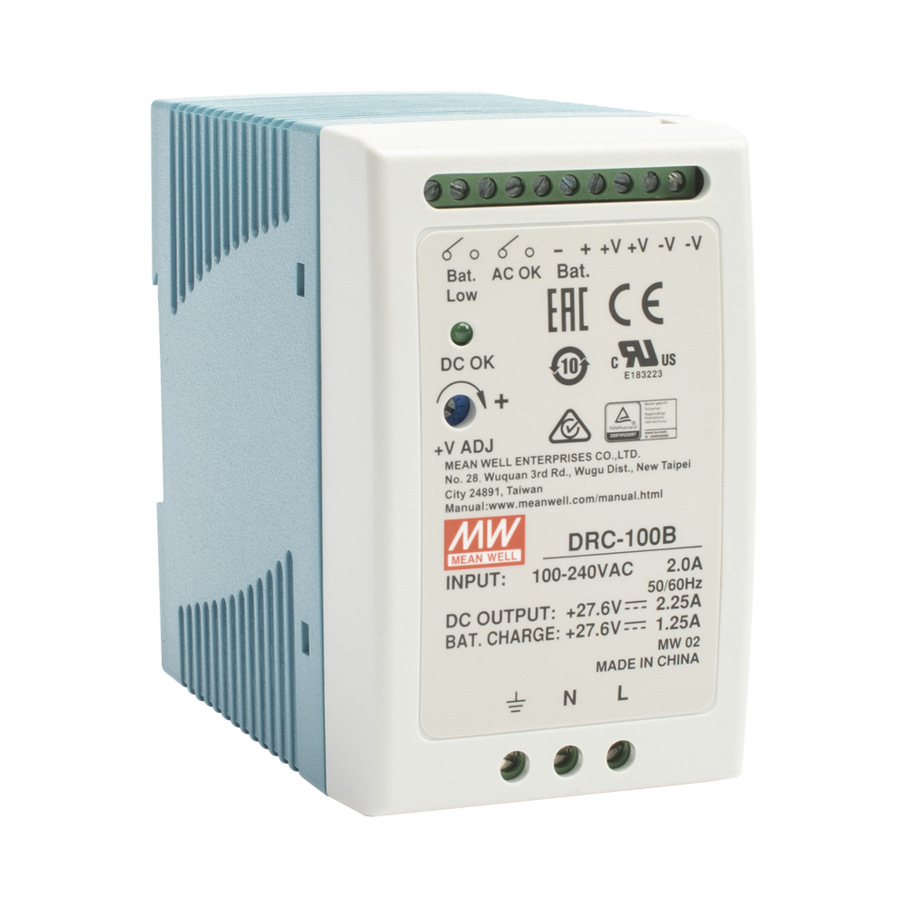 24V, 100W Din Rail Power Supply with Battery Charger