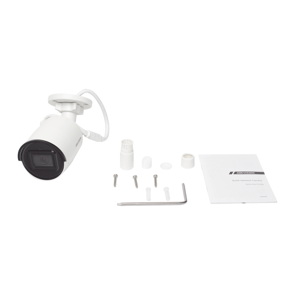 Bala IP 4 Megapixel / Lente 2.8 mm / 40 mts IR EXIR / Exterior IP67 / WDR 120 dB / PoE / Micrófono Integrado / Videoanaliticos (Filtro de Falsas Alarmas) / Ultra Baja Iluminación / Metal