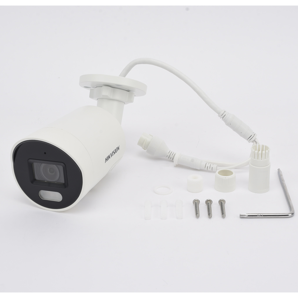 Bala IP 4 Megapixel / Imagen a Color 24/7 / PoE / Lente 2.8 mm / Luz Blanca 40 mts / Exterior IP67 / Luz Intermitente y Alerta de Audio / Videoanaliticos (Filtro de Falsas Alarmas) / WDR 130 dB / MicroSD