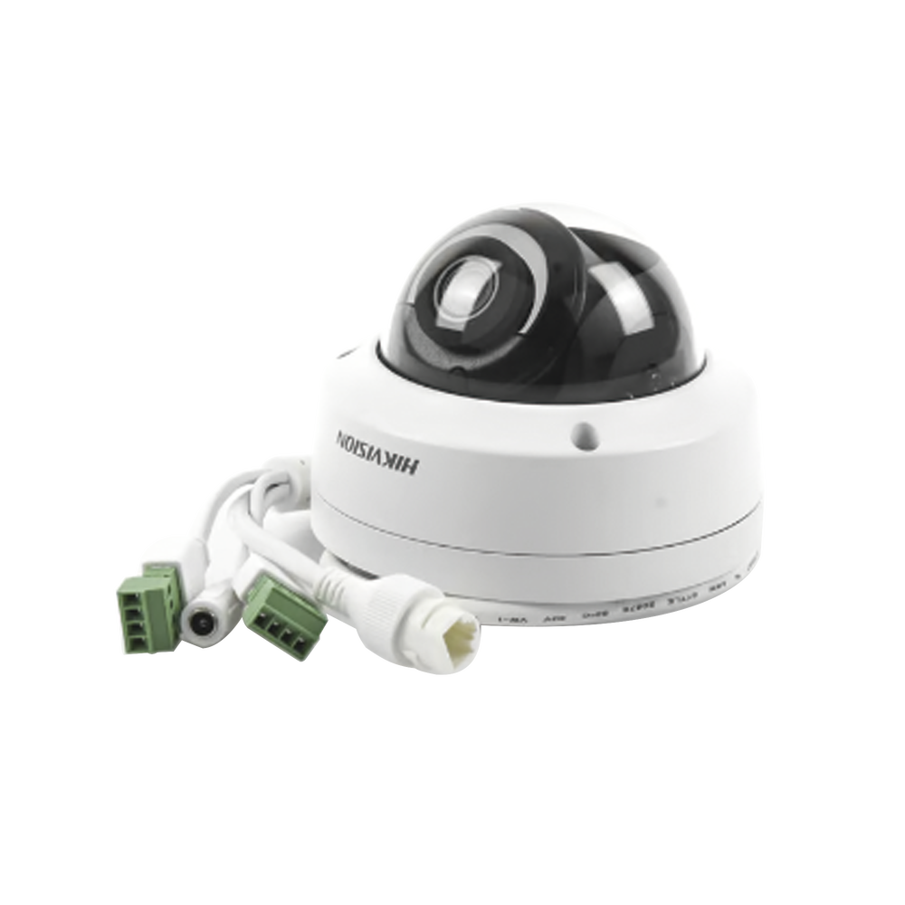 Domo IP 4 Megapixel / Lente 2.8 mm / 30 mts IR EXIR / Exterior IP67 / IK10 / WDR 120 dB / PoE / Videoanaliticos (Filtro de Falsas Alarmas) / Ultra Baja Iluminación / Entrada y Salida de Audio y Alarma