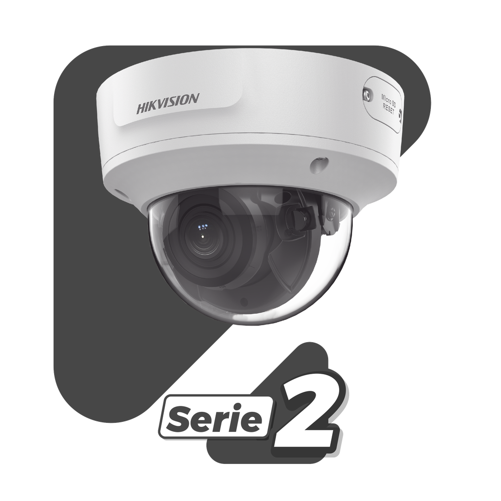 Domo IP 8 Megapixel / Lente Mot. 2.8 a 12 mm / 40 mts IR EXIR /Exterior IP67 / IK10 / WDR 120 dB / PoE / Videoanaliticos (Filtro de Falsas Alarmas) / Ultra Baja Iluminación / Entrada y Salida de Audio y Alarma