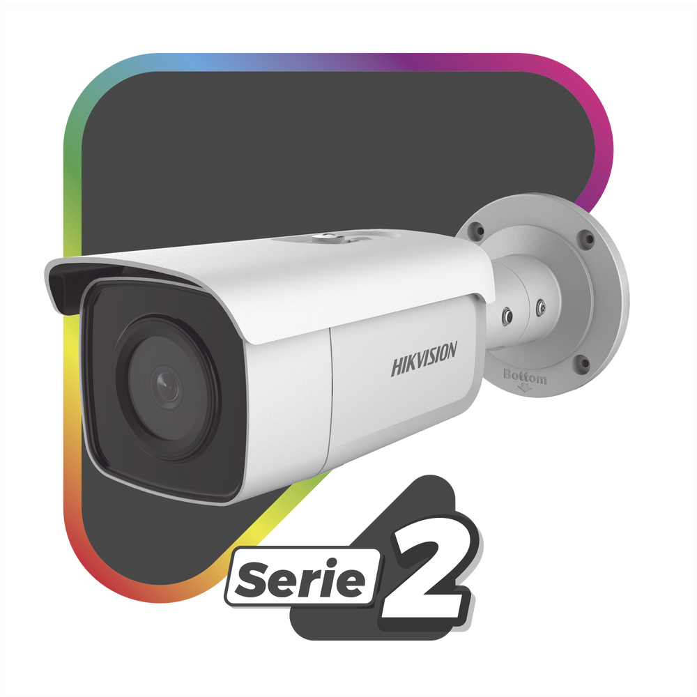 Bala IP 8 Megapixel / Filtro de Falsas Alarmas / Lente 2.8 mm / 60 mts IR EXIR / Exterior IP67 / Sirena y Luz Integrado / Micrófono Integrado / Entrada y Salida de Audio y Alarmas